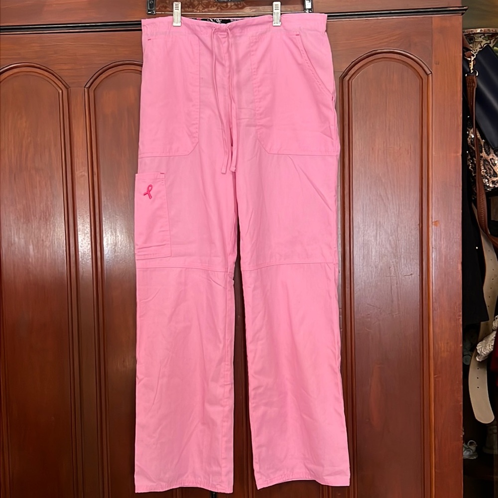 Scrubstar Pink With Ribbon Breast Cancer Awareness Pants Size Small